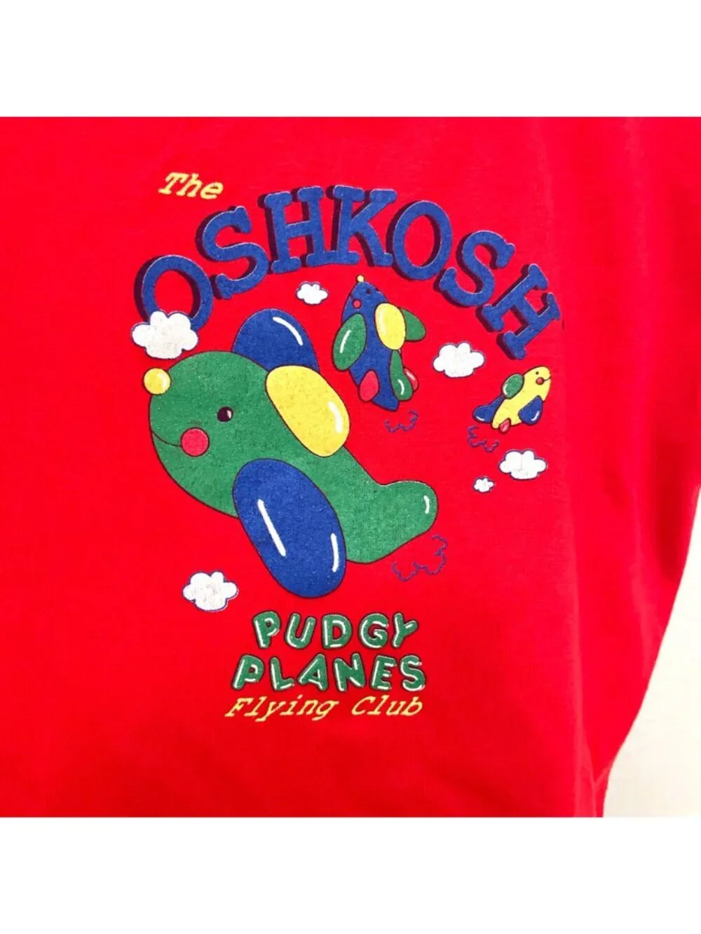 Vintage Y2K Oshkosh B'Gosh Pudgy Planes Flying Club Short Sleeve Top 4T Red